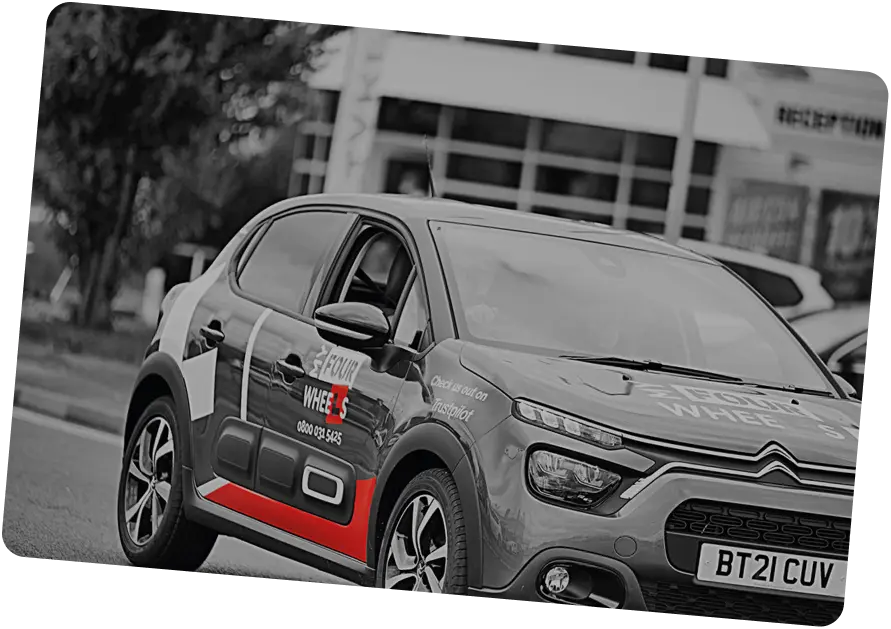 My Four Wheels car in black and white
